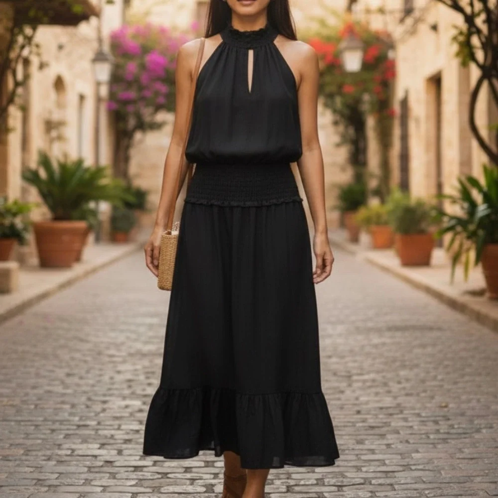 the uncrushable jersey dress Stretched Jersey Dress in Black – Ugly Garments main image 0